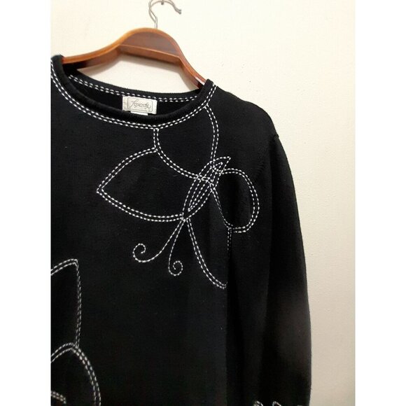 Vintage Foxcraft Womens Size S Embroidered Butterfly Black Sweater - Picture 2 of 7